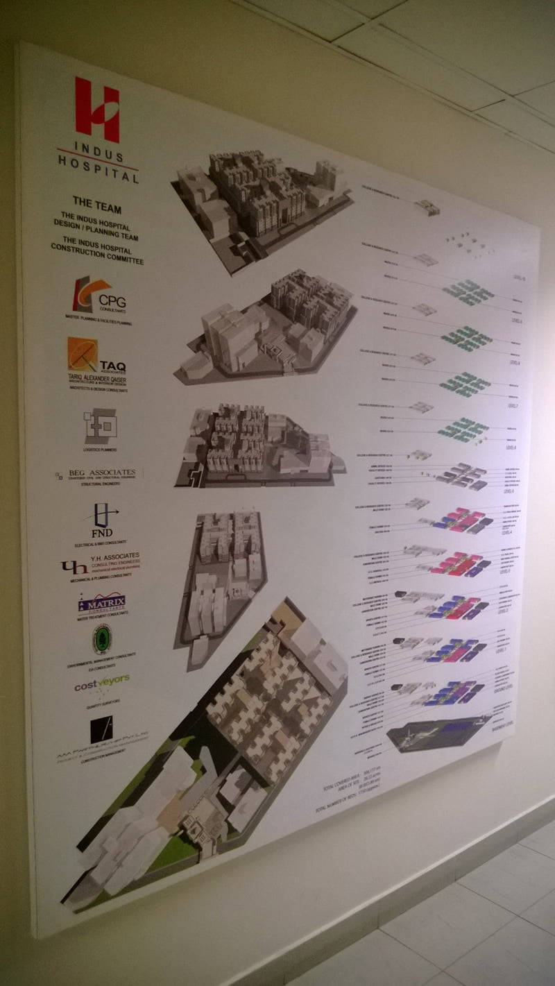 Future masjid model on display at The Indus Hospital, Karachi