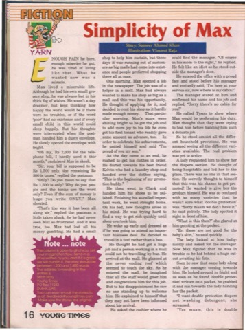 Simplicity of Max (Page 1) as it appeared in YT magazine