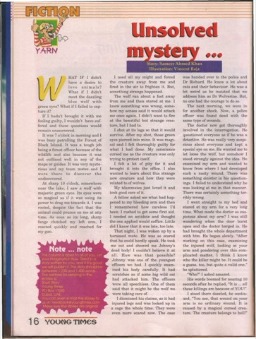 Unsolved Mystery (Page 1) as it appeared in YT magazine